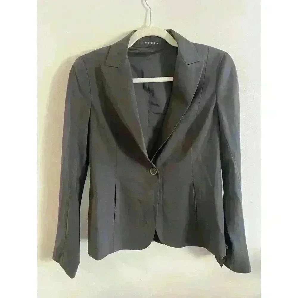 Theory Womens Wool Blazer Black Women’s Size 6